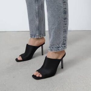 Zara Open Toe Skinny Heel Stiletto Square Toe Mules EU 41